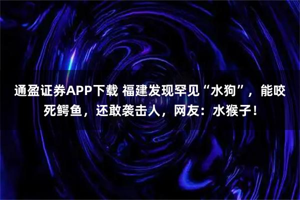 通盈证券APP下载 福建发现罕见“水狗”，能咬死鳄鱼，还敢袭击人，网友：水猴子！