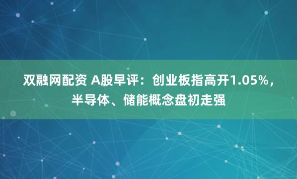 双融网配资 A股早评：创业板指高开1.05%，半导体、储能概念盘初走强
