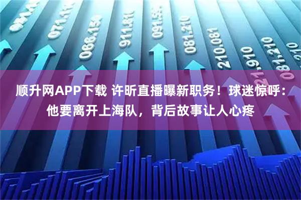顺升网APP下载 许昕直播曝新职务！球迷惊呼：他要离开上海队，背后故事让人心疼