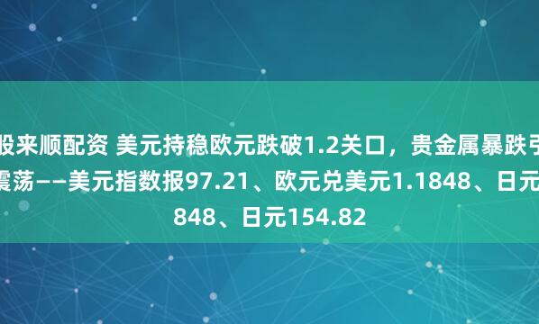 股来顺配资 美元持稳欧元跌破1.2关口，贵金属暴跌引发市场震荡——美元指数报97.21、欧元兑美元1.1848、日元154.82